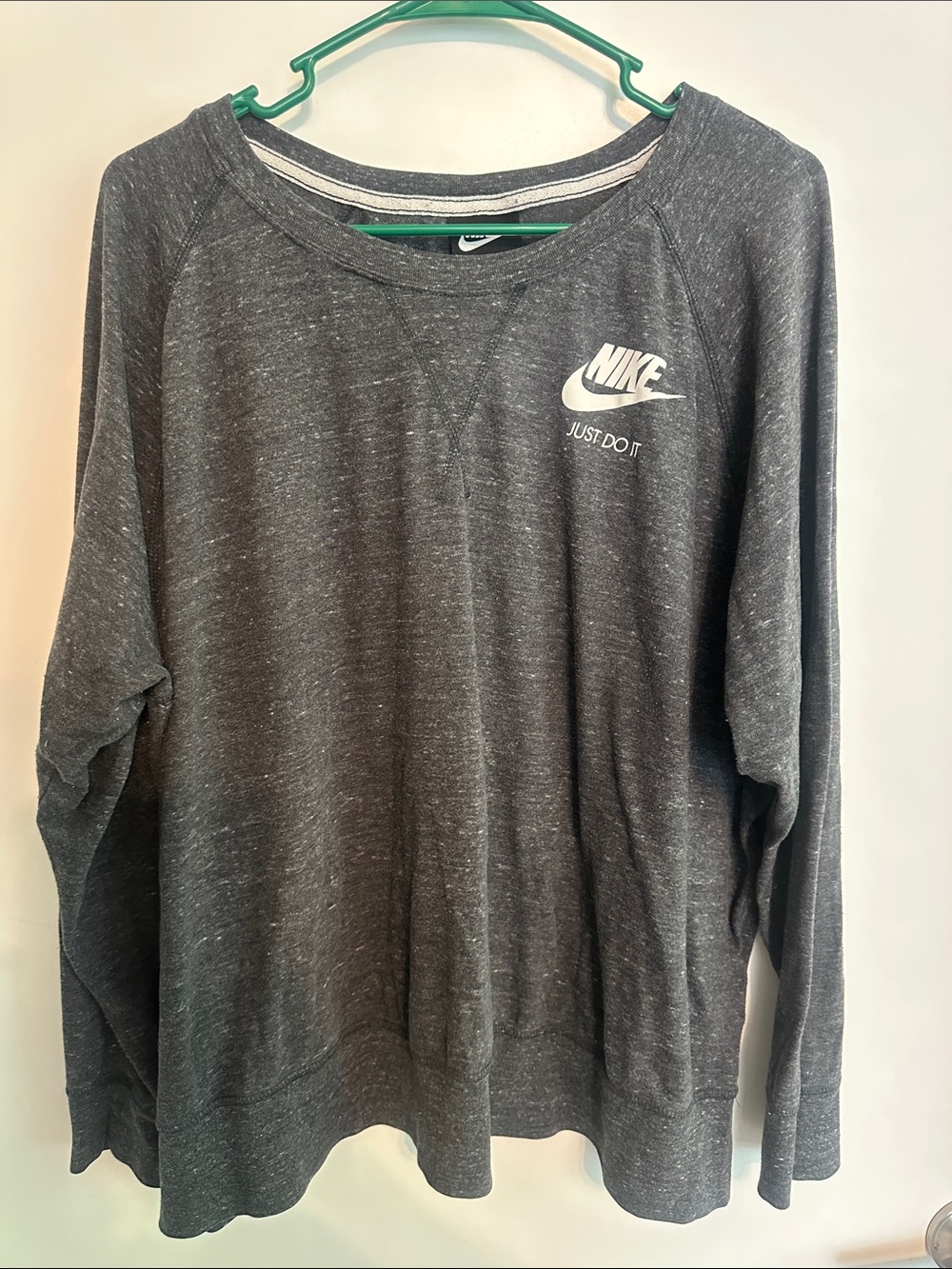 Nike Women’s Heather Charcoal Crewneck with White Logo